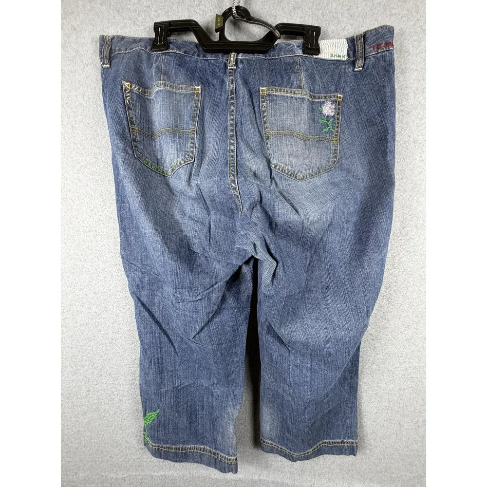 Tommy‎ Hilfiger Jeans Womens 18 Blue Hipster Capri Embroidered Flower Stretch